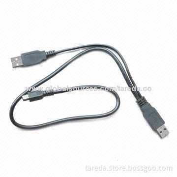 Y-type USB Cable, USB AM to Micro 5-pin with USB AM Cable for Mobile HDD